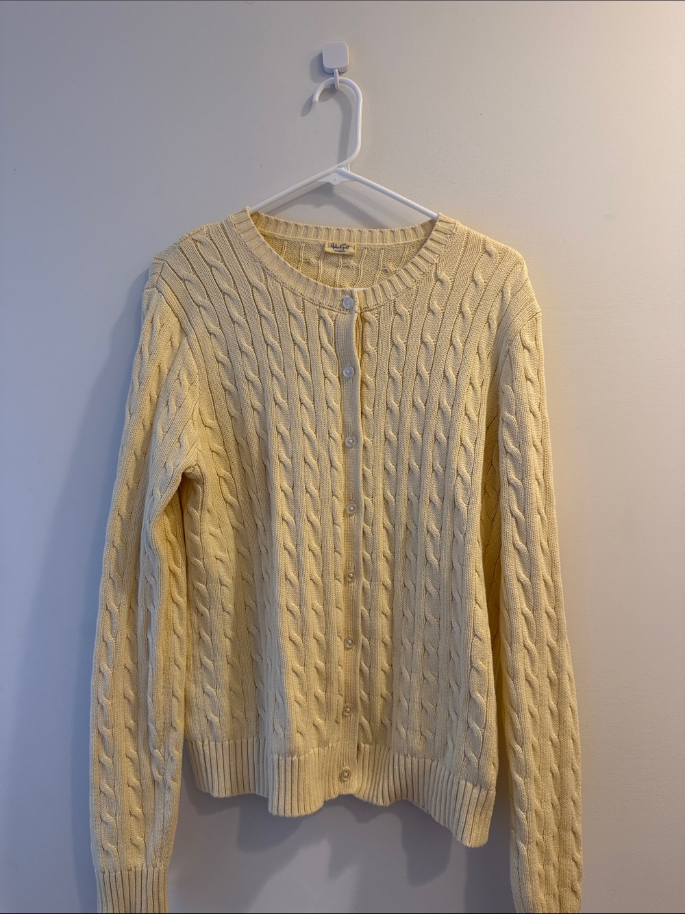 Brandy Melville Soft Pale Yellow Cable Cardigan